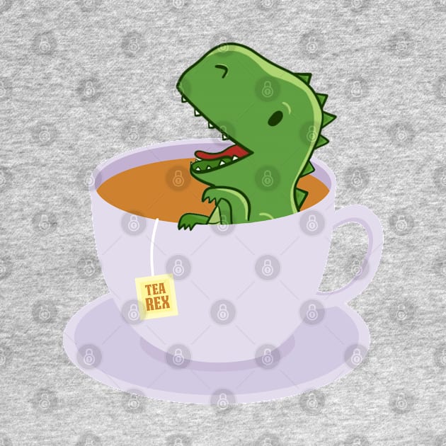 Tea Rex Funny Dinosaur by balibeachart